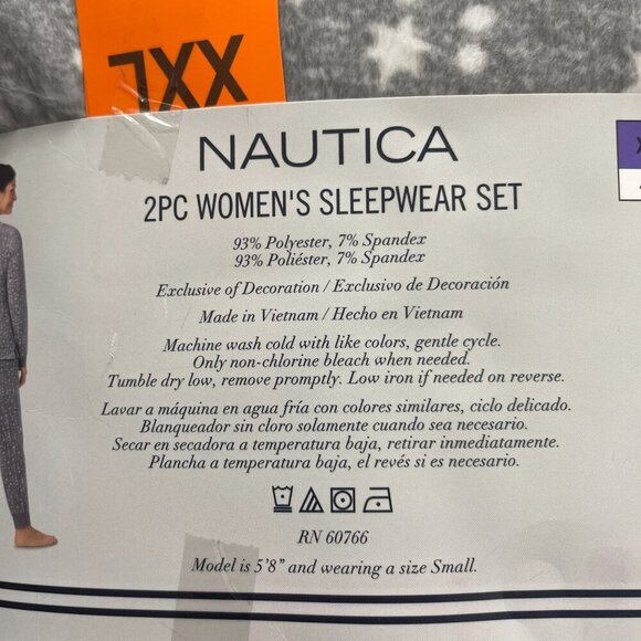 NEW Nautica 2Pc Womens XXL Sleepwear Gray Silky Stretch Fleece Pajamas - Picture 3 of 5